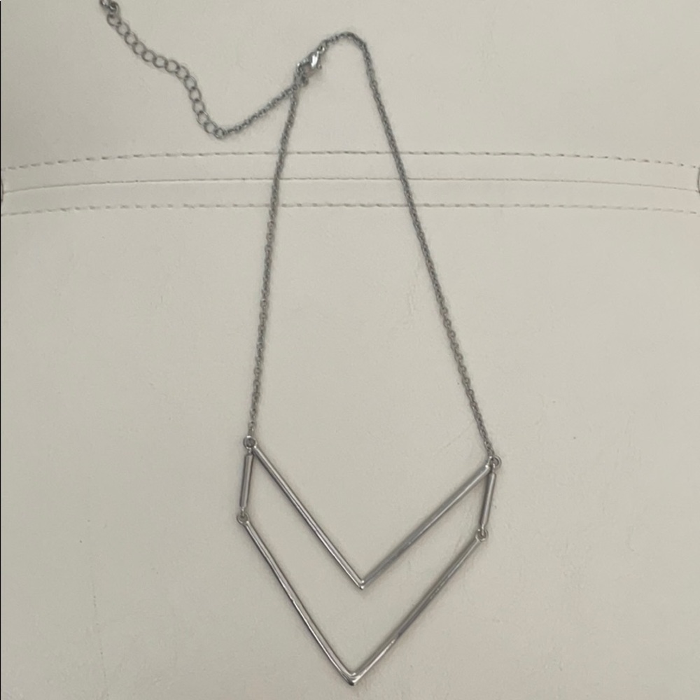 V shaped silver necklace